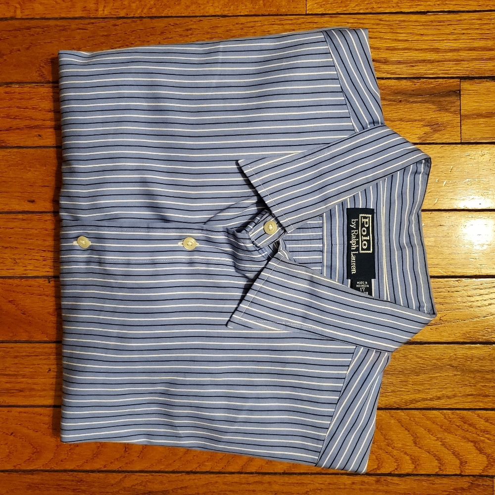 Polo by Ralph Lauren blue and white striped shirt